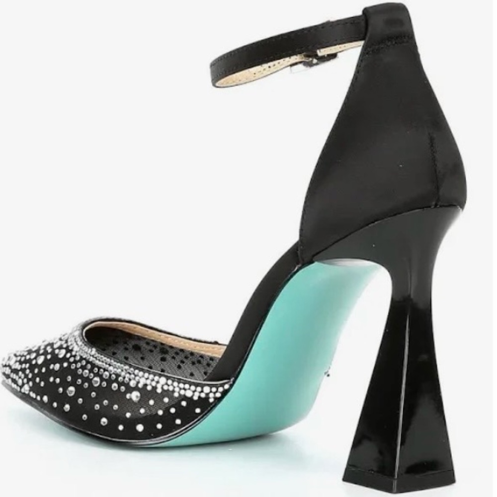 Betsey Johnson/Black/ Women's Viola Rhinestone Mesh Evening Pumps/Size: 10 - Picture 13 of 16